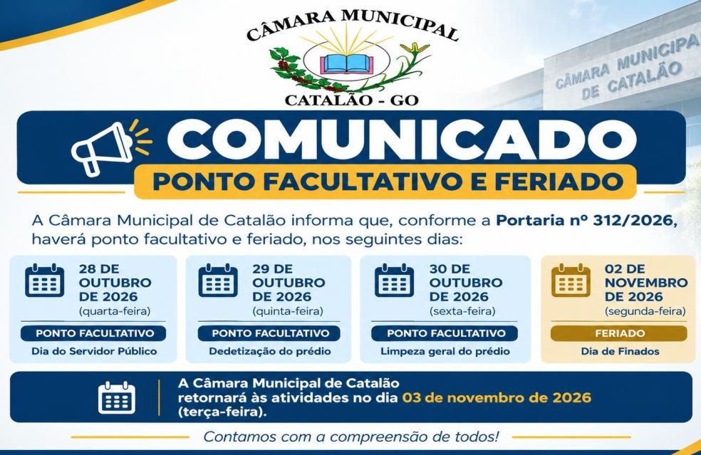 COMUNICADO DE PONTO FACULTATIVO E FERIADO